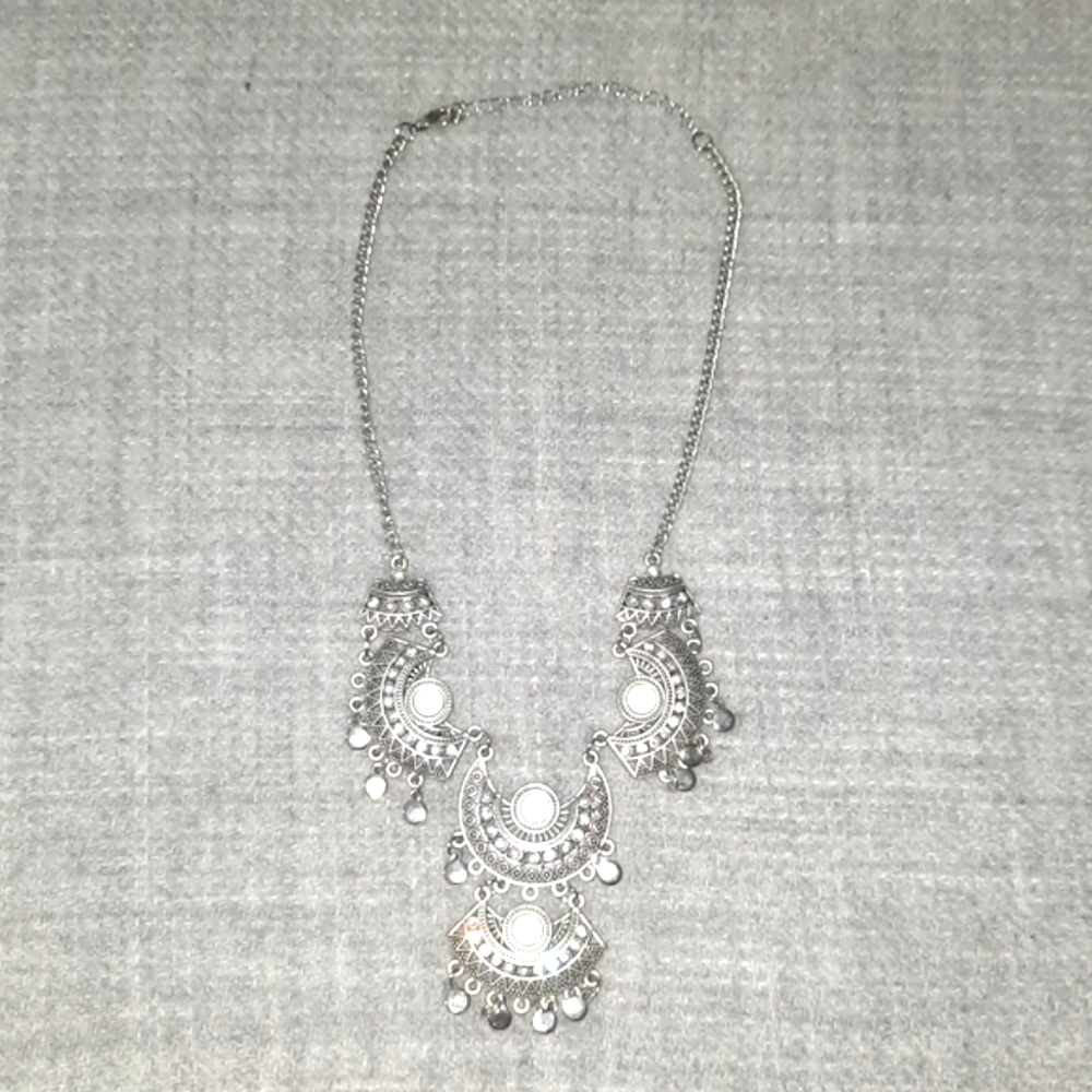 Silver Boho Statement Necklace